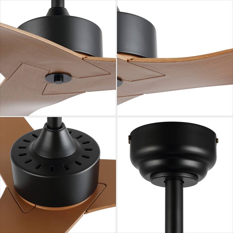 Sully 50" Modern Minimalist Iron/Plastic Mobile-App/Remote-Controlled 6-Speed Razor Ceiling Fan, by JONATHAN Y
