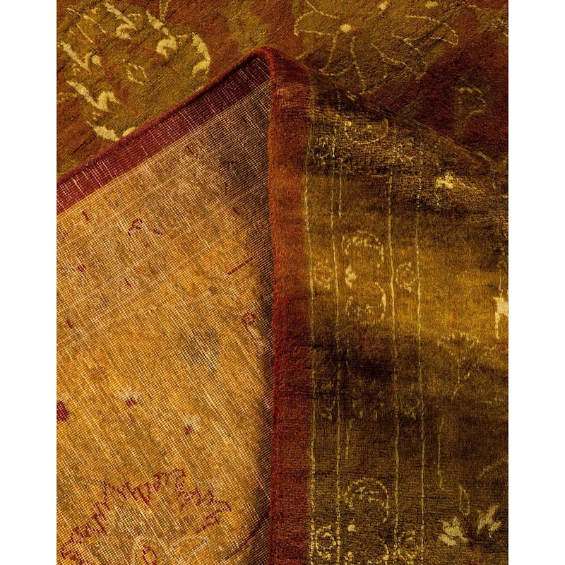 Overton Hand Knotted Wool Vintage Inspired Modern Contemporary Overdyed Gold Area Rug - 9' 2" x 12' 3"