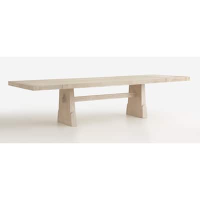 Magnussen Home Herringbone Ridge White Trestle Extendable Dining Table - 83''W x 44''D x 30''H