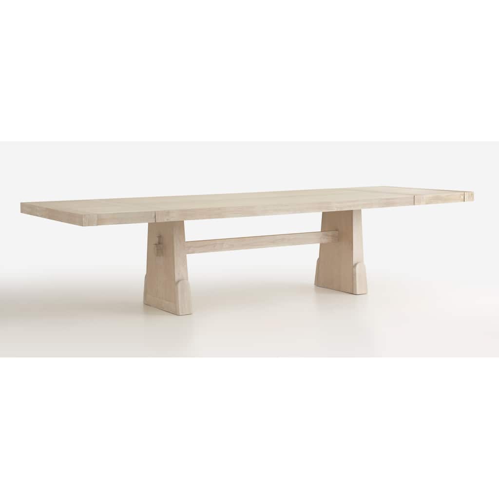 Magnussen Home Herringbone Ridge White Trestle Extendable Dining Table - 83''W x 44''D x 30''H