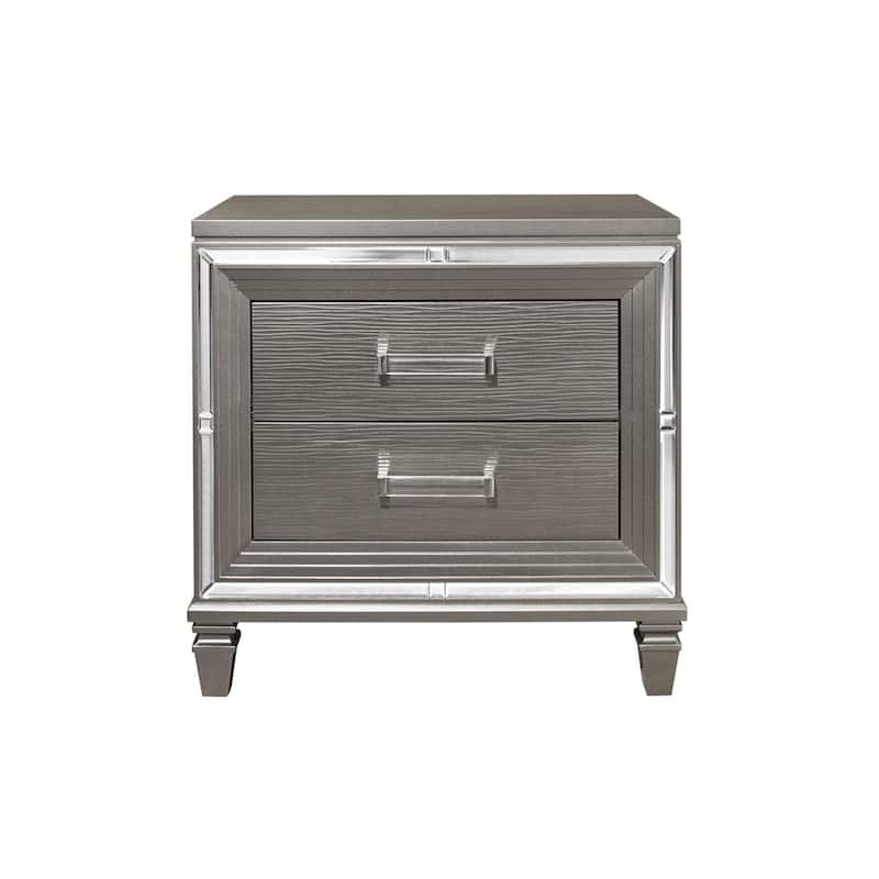 Rosalinda 4 Piece Gray Modern Faux Leather Upholstered LED Storage Platform Bedroom Set