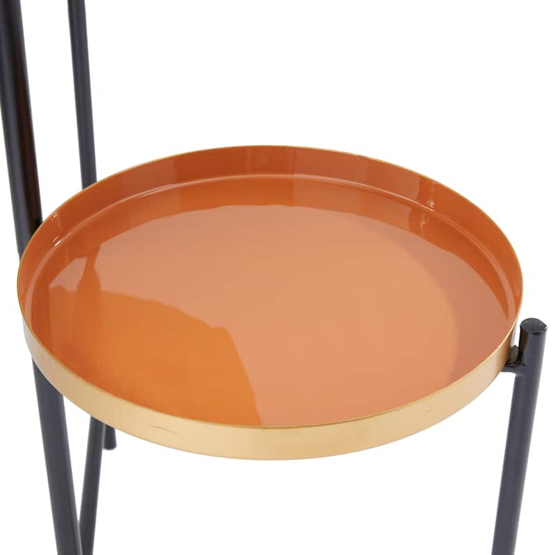White, Orange or Blue Metal Foldable 3 Tier Plantstand with Enameled Interior - 22 x 18 x 32