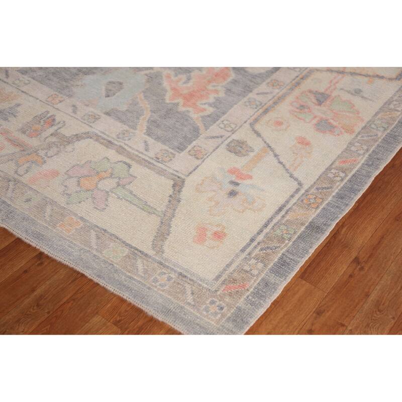 Hand Knotted Oriental 100% Wool Carpet Transitional All-Over Greys & Charcoal Oushak Area Rug - 11' 11'' X 9' 2''