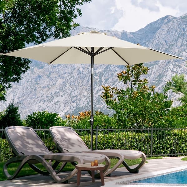 broyhill patio umbrella PURPLE LEAF Market 6' x 10' Business Semi Auto Lift, Gray 1.5inch x0.02inch Umbrella ribs Iron 9-Foot Outdoor Patio Umbrella -Hexagonal