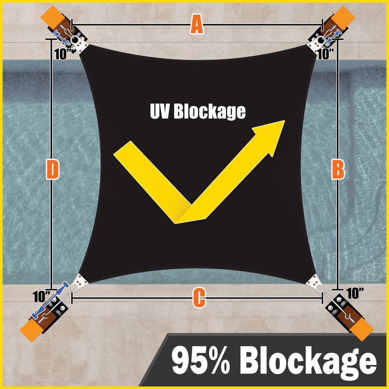 ColourTreeUSA Rectangle Sun Shade Sail Reinforced Super Ring HDPE Mesh Fabric Screen Canopy UV Block 260 GSM