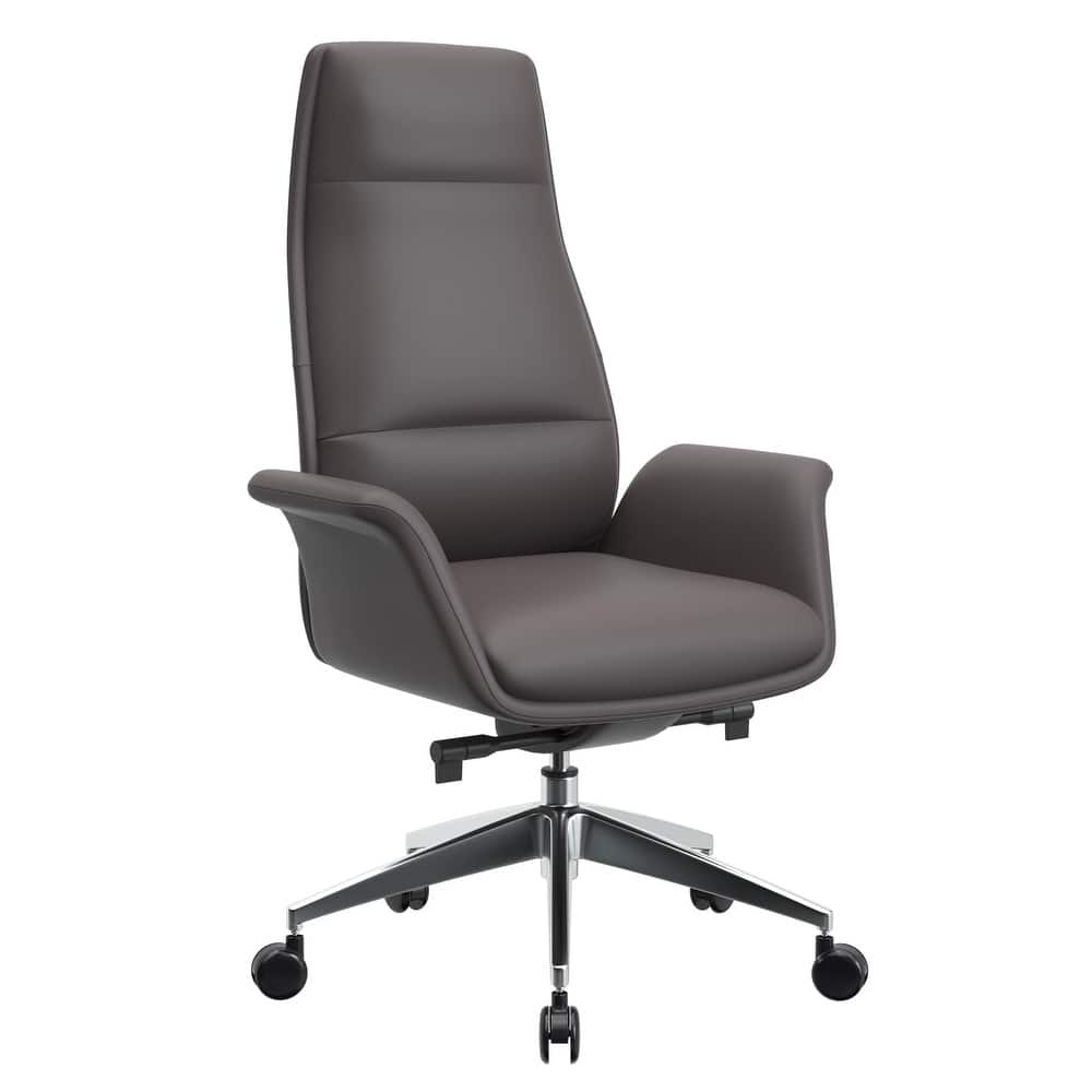 Summit High-Back Swivel Leather in Metal Frame Office Desk Chair with Adjustable Height, Synchro Tilt & Plush Cushion Comfort