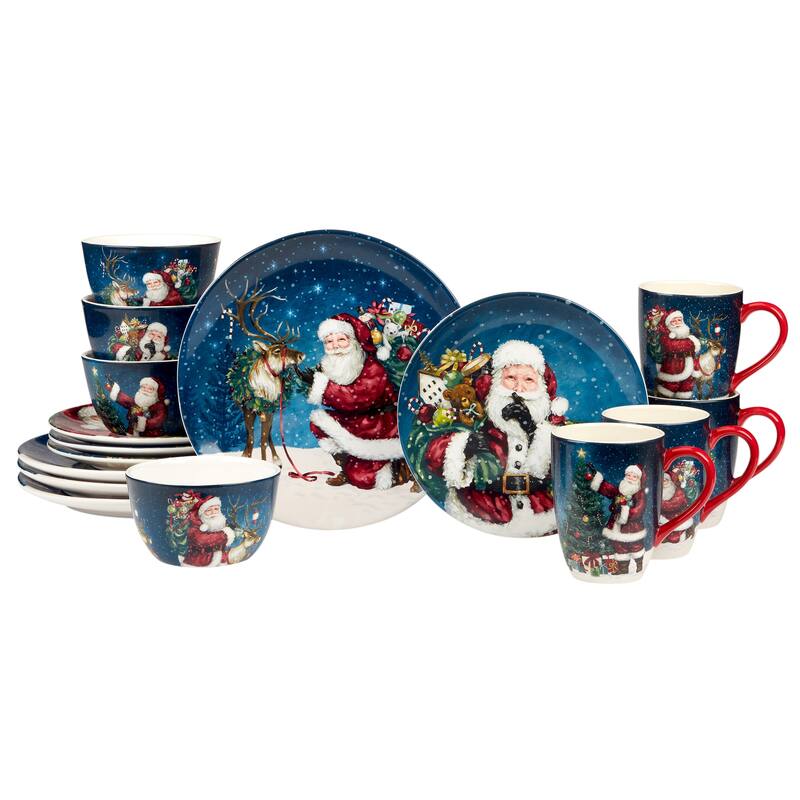 Certified International Santa's Secret 16 Pc Dinnerware Set, Service for 4 - 11" Diameter x 1"