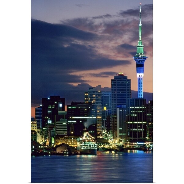 "Sky Tower and cruise ships in Auckland Harbour, North Island, New Zealand" Poster Print