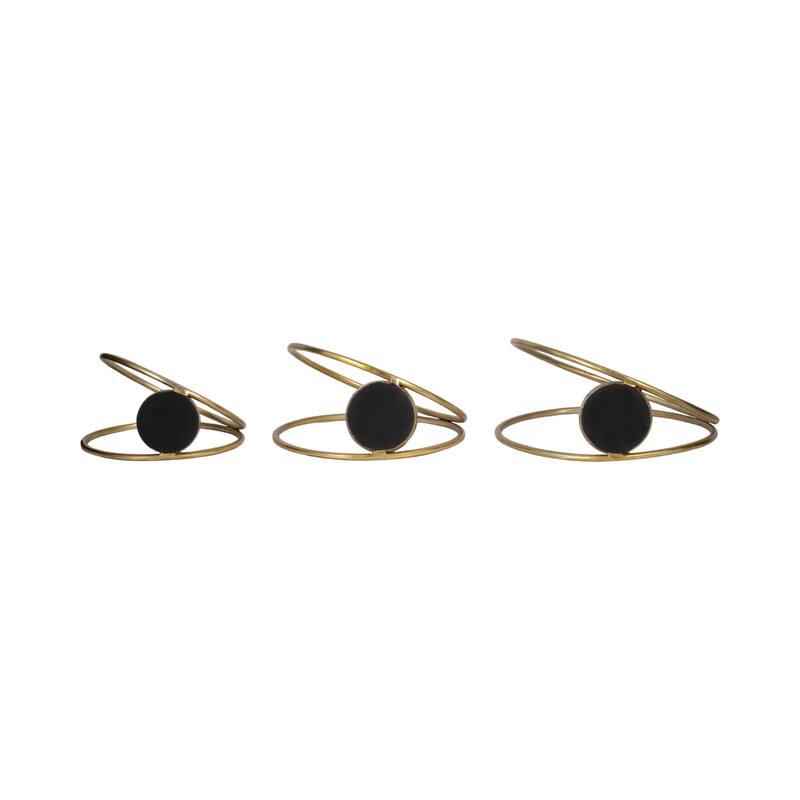 Sagebrook Home Modern Round Metal Double Ring Candle Holder, Set of Three - 16" x 8" x 16" - 16" x 8" x 16"