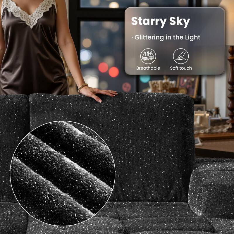 OVIOS Starry Sky Fabric Chaise Lounge Sofa-Grey