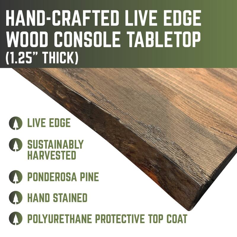 PIPE DECOR Solid Live Edge Wood Console Table with Industrial Pipe Legs