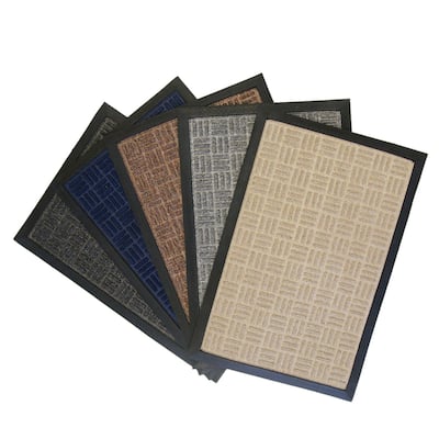 Rubber-Cal "Wellington" Rubber Polypropylene Backed Carpet Doormat - 16 in x 24 in - Blue