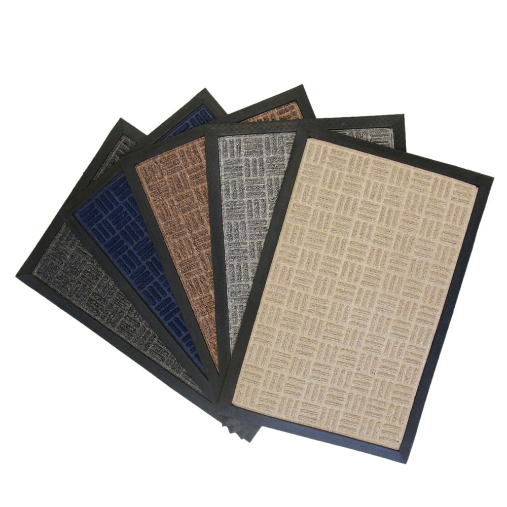 Rubber-Cal "Wellington" Rubber Polypropylene Backed Carpet Doormat - 16 in x 24 in - Blue