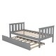 preview thumbnail 5 of 6, Twin Bed Frame Wood Platform Bed with Pull Out Trundle and Headboard and Footboard