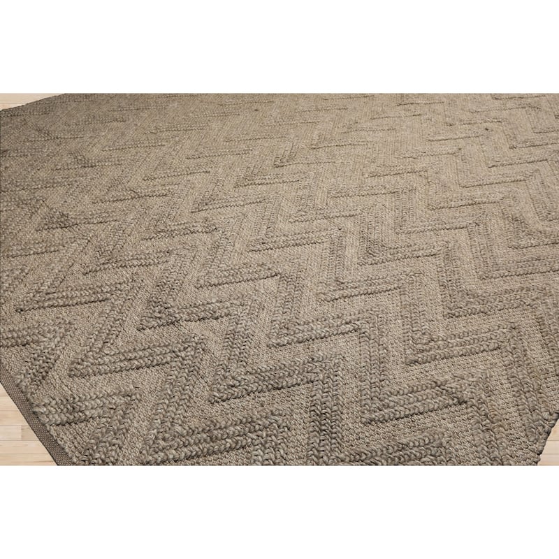 9x12 Tibetano Hand Knotted Flatweave Wool Tone on Tone Mocha Contemporary Rug - 9' x 12'