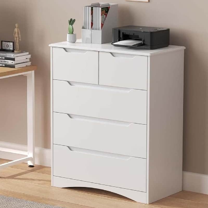 4 Drawer Dresser Chest of Drawers White for Bedroom, Modern Vertical Storage Dressing Table