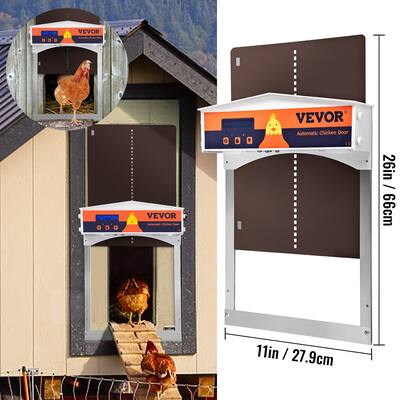 VEVOR Automatic Chicken Coop Door Auto Close Gear Lifter Poultry Gate w/ Evening & Morning Delayed Opening Timer & Light Sensor