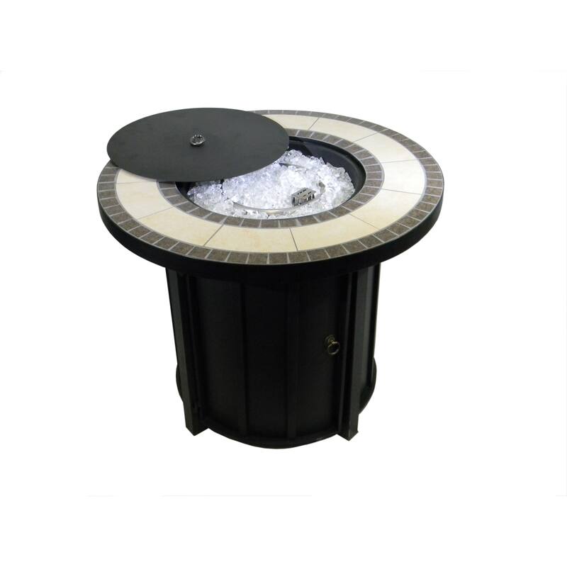 AZ Patio Heaters Round Tile Top Firepit - Propane - Brown