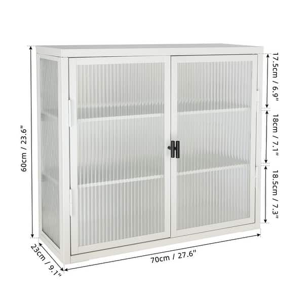 Haze Double Glass Door Bathroom Wall With Detachable Shelves