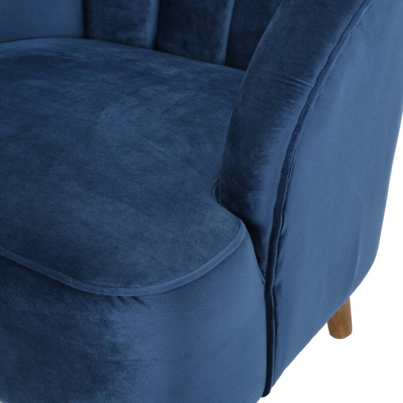 Antique Navy Blue Modern 27.5" Upholstered Club Chair with Rubber Wood Legs for Living Room
