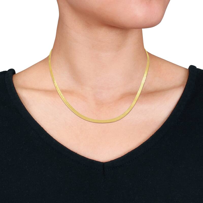 Miadora 3.5mm Flex Herringbone Chain Necklace in 10k Yellow Gold-18 in