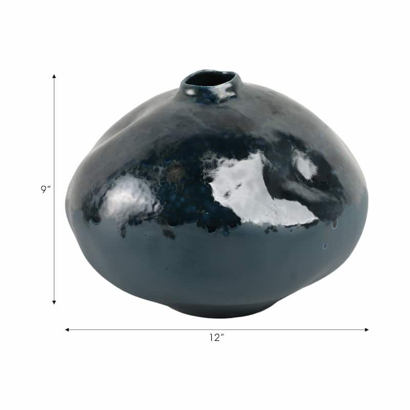 Decorative Vase - Blue Ceramic Finish Details