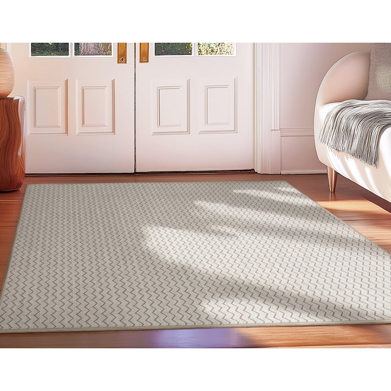 Well Woven Apollo Elemental Mesa Modern Flat Pile Stain Resistant Rug - 3'3" x 5' - Ivory Beige