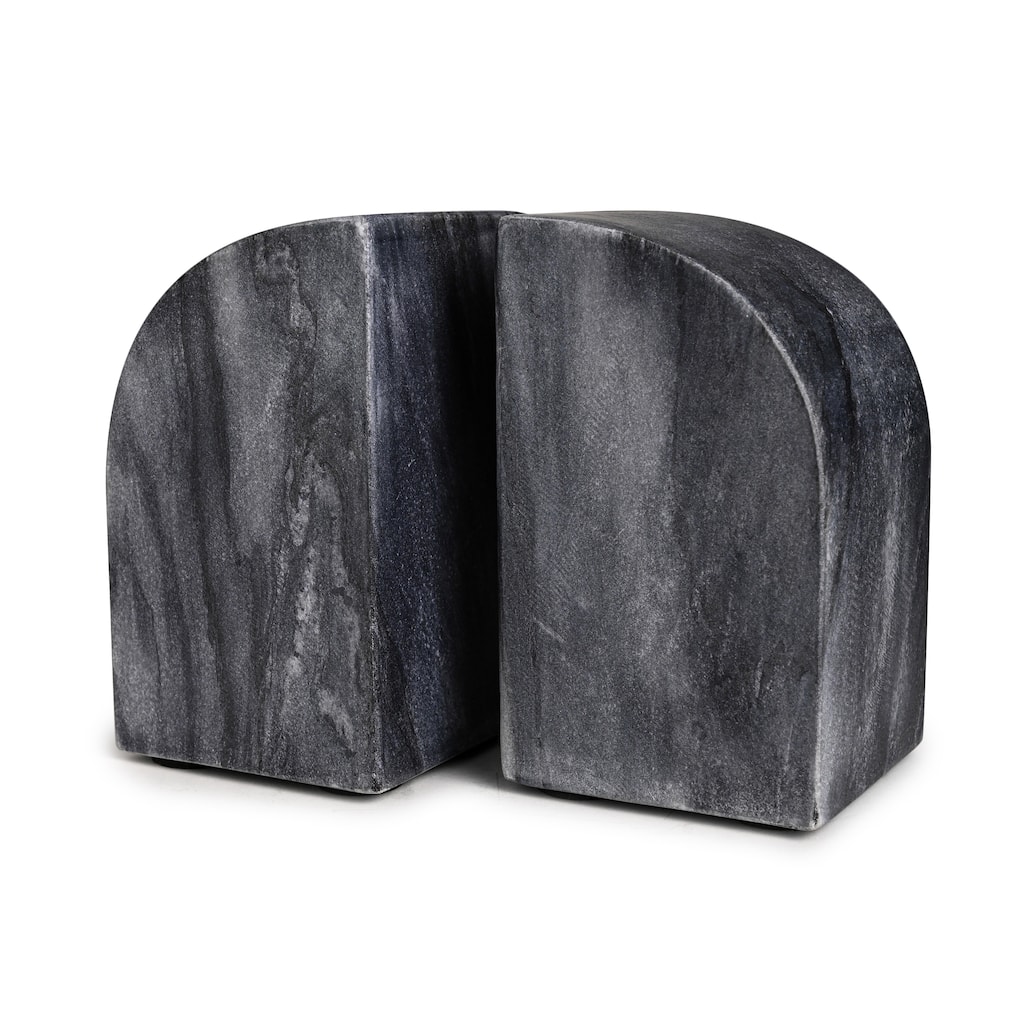 Set of 2 Grey Marble Bookends