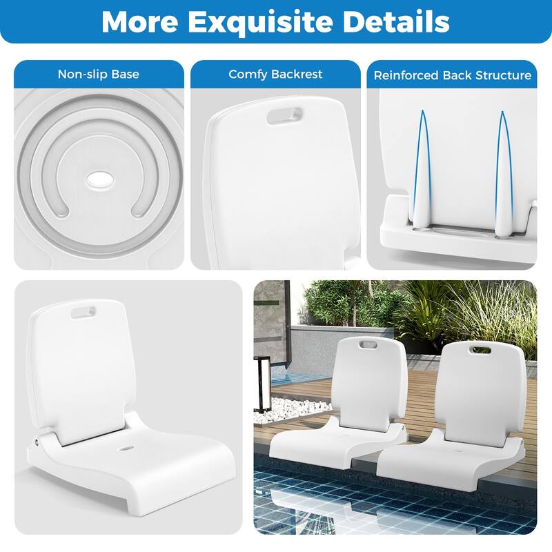 Gymax 2PCS Poolside Chairs for Edge of Pool Foldable Outdoor Pool