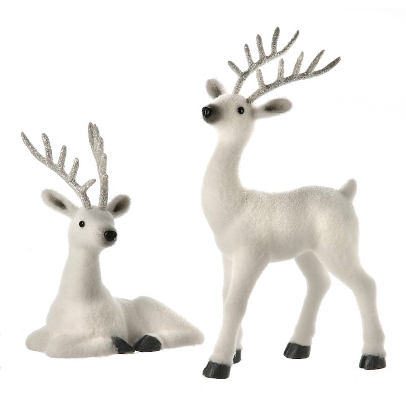 10-15" Frosty Standing & Laying Deer Set of 2