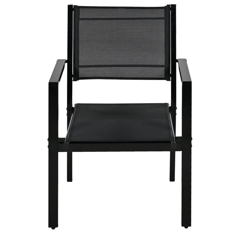 7 Pcs Outdoor Steel Dining Table and Chair Set, All Weather Patio Furniture Set with Rectangular Table and 6 Dining Chair