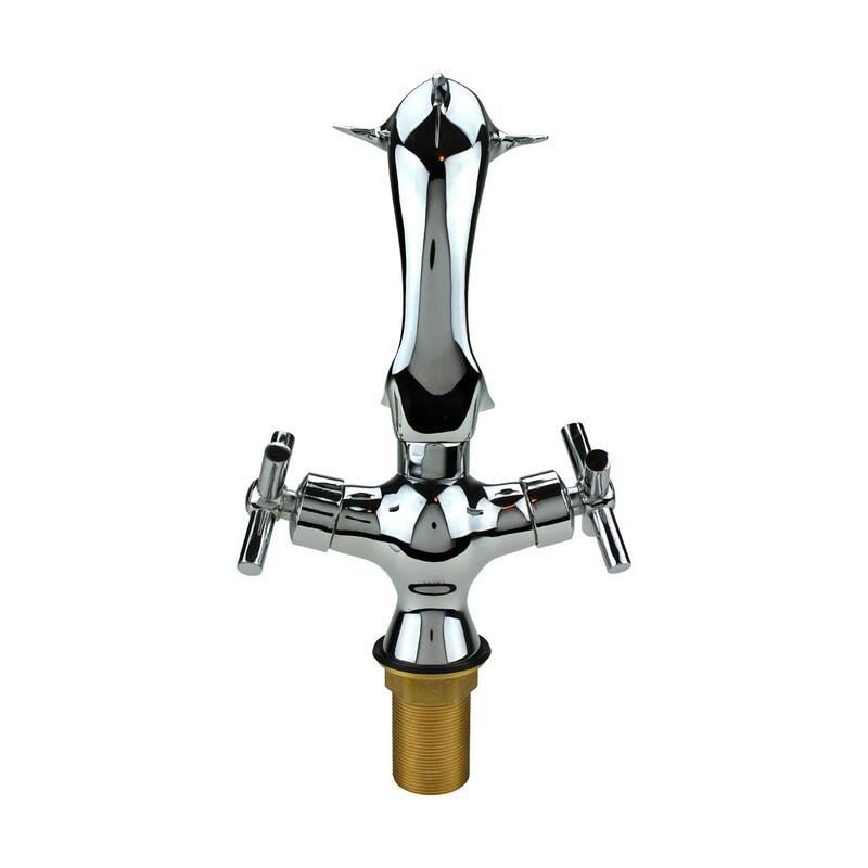 Chrome Bathroom Faucets 9.5 in. Dolphin Shaped Bathroom Sink Faucet with 2 Handles Renovators Supply