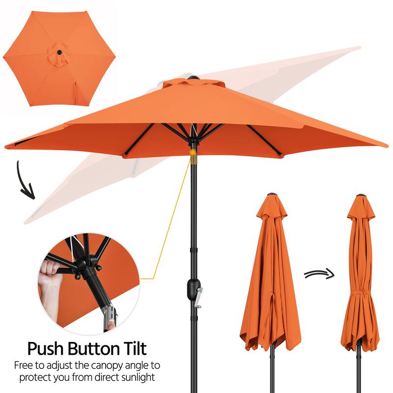Yaheetech 9ft Patio Umbrella 8 Ribs with Push Button Tilt and Crank for Garden, Beach