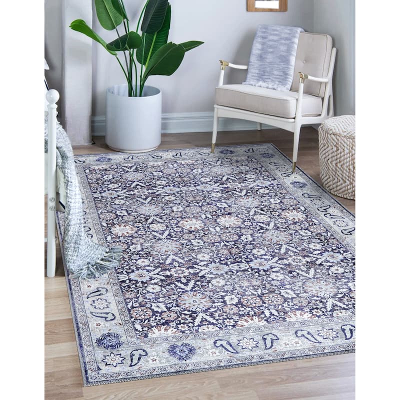 Vintage Traditional Machine Washable Non Slip Area Rugs for Living Room Bedroom Kitchen - 9x12 - Blue