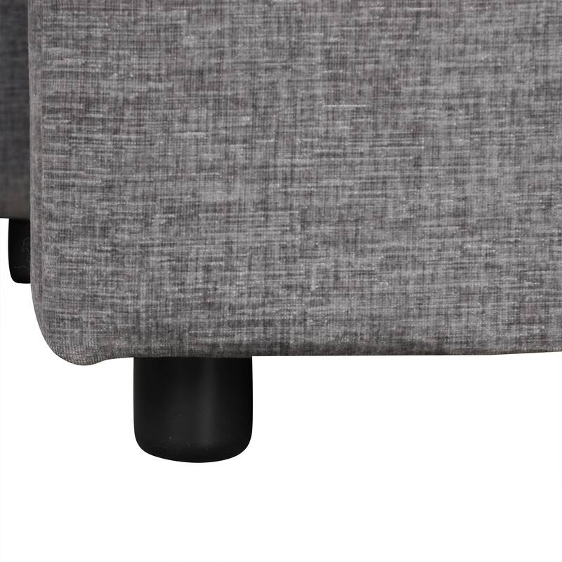 89" Polyester L-Shape Sectional 3-Seat Convertible Sofa with Storage Chaise