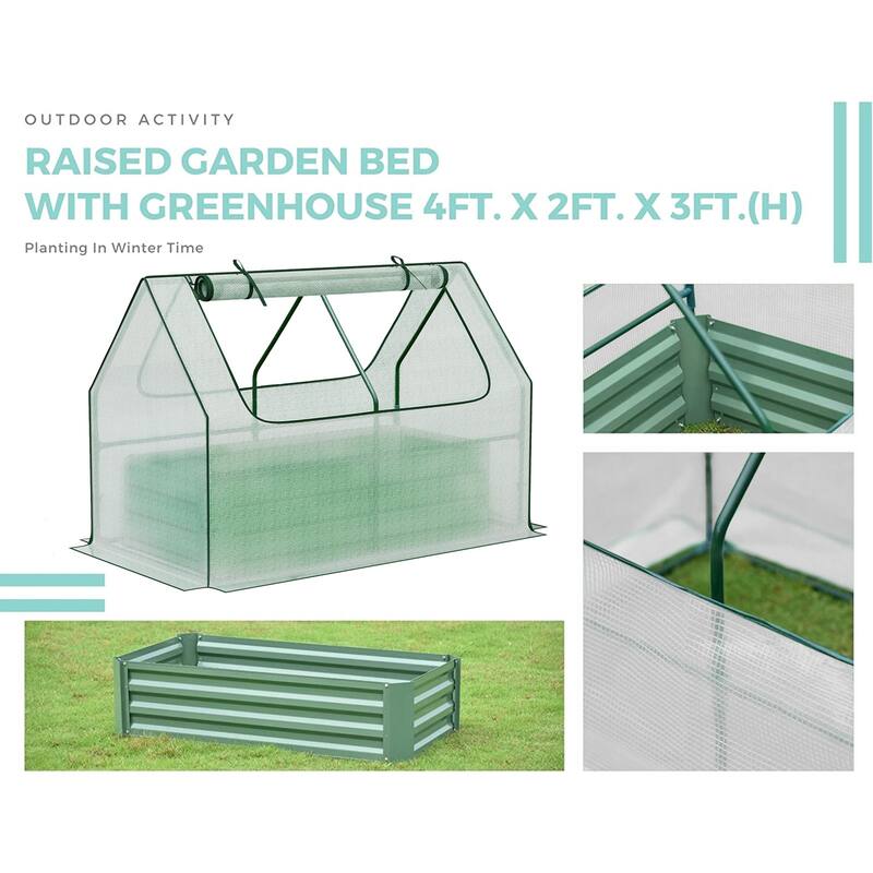 Aoodor Raised Garden Bed Kit with PE Cover, Screen Windows