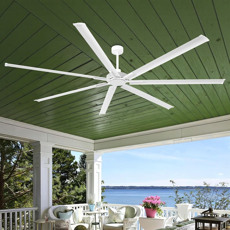 100" Industrial Black/ Silver/ White Extra Larger HVLS Commercial Ceiling Fan without Light - 100" Huge Fan - Matte White