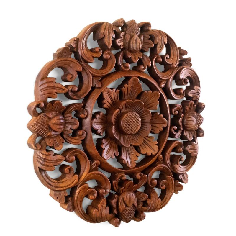 Wooden Hand Carved Floral Devil's Ivy Leaves Wall Art Relief Panel Handcrafted Wall Plaque Gift Decorative Home Decor Accent