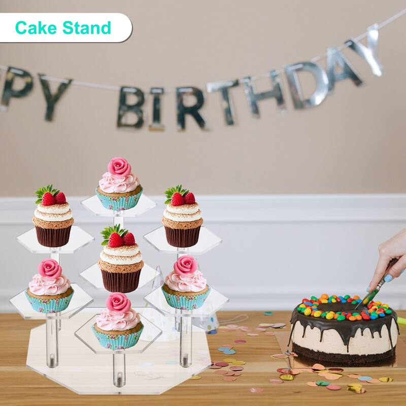 Acrylic Display Stand for Figures 7 Tier Acrylic Riser for Cupcake Clear - Transparent