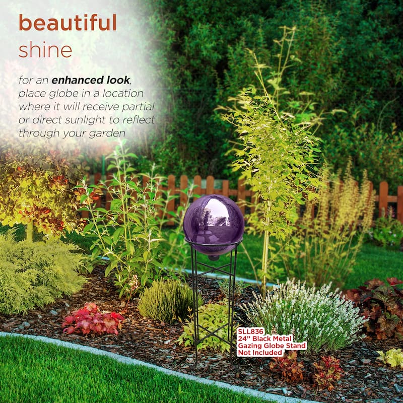 Alpine Corporation 10" Diameter Indoor/Outdoor Glass Gazing Globe Festive Yard Décor, Purple