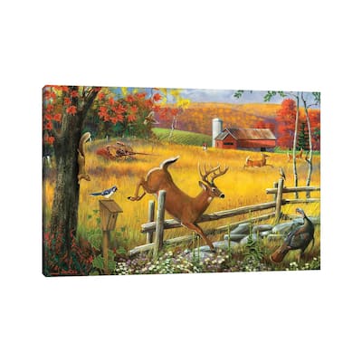 iCanvas "Deer Jumping Fence" by J. Charles Canvas Print