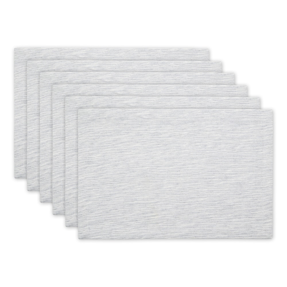 Light Grey And Off-White Tonal Recycled Cotton Slubby Rib Placemat (Set of 6) 13x19