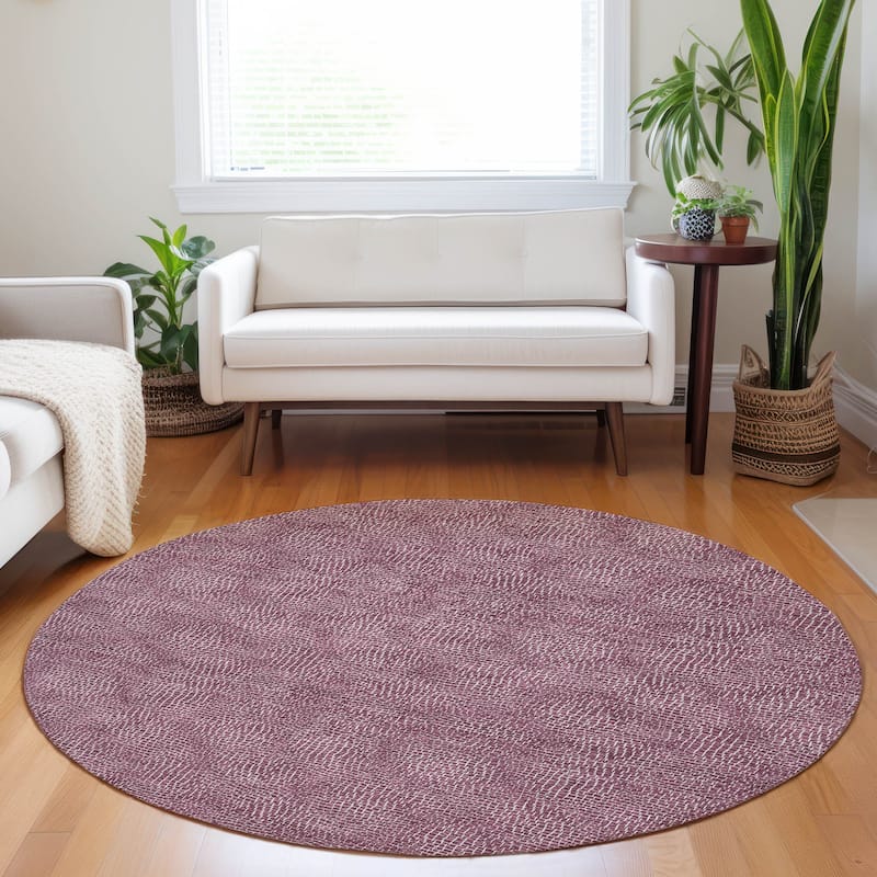 Machine Washable Indoor/ Outdoor Solid Modern Chantille Rug - Eggplant - 8' x 8'