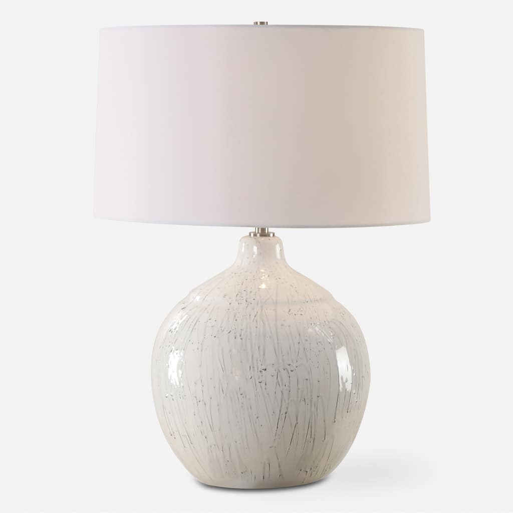 Ceramic Glossy Table Lamp with White Tapered Shade - 25.75" - White