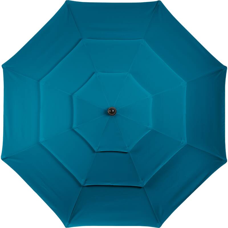 10 ft Patio Umbrella, 3-Tiered Sunshade with Push Button Tilt and Easy-Open Crank, Outdoor Umbrella for Deck, Yard