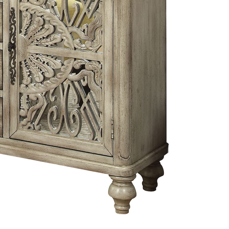 Dalah Antique White 4-Drawer and 2-Door Console Table