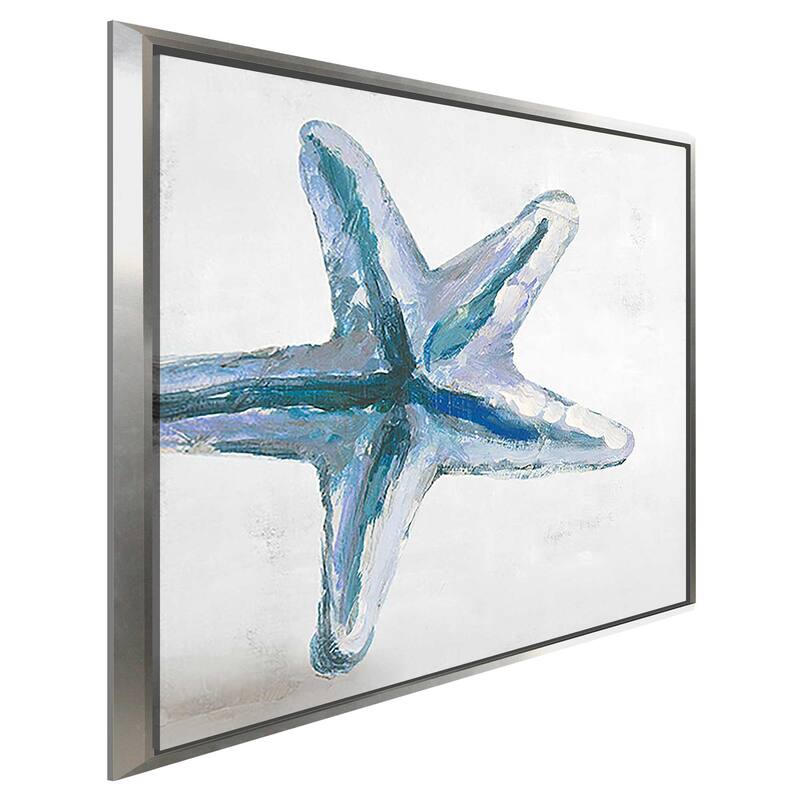 "Ocean Blue Starfish on Grey" Print on Floating Canvas