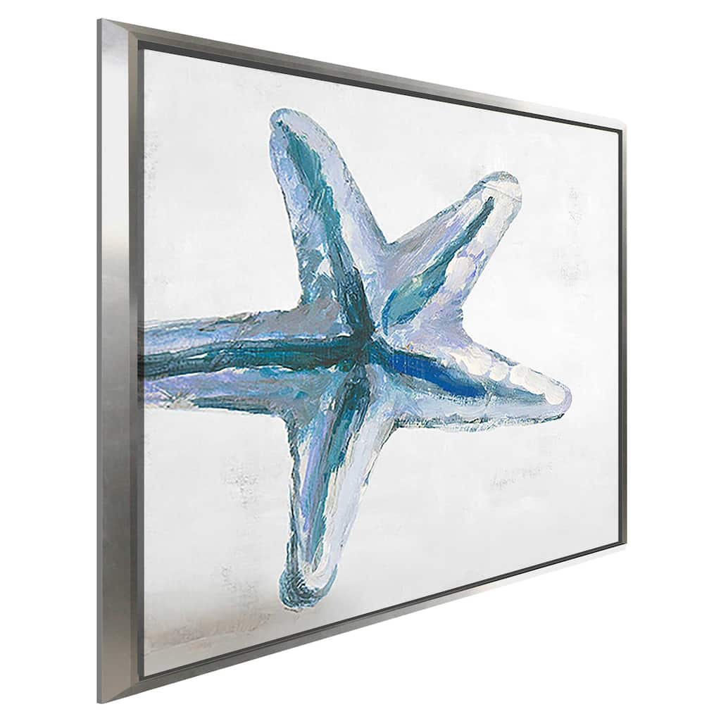 "Ocean Blue Starfish on Grey" Print on Floating Canvas