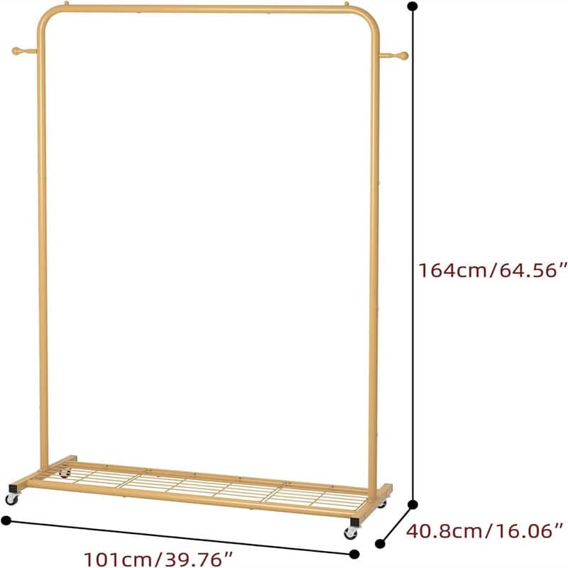 Clothing Rack with Bottom Mesh Storage Shelf - 39.76"D x 16"W x 64.56"H