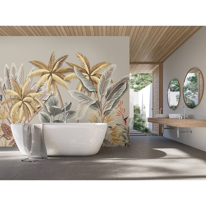Golden Tropical Palm Trees Wall Mural
